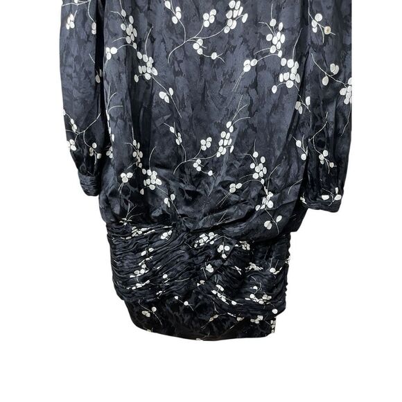 Vintage 1980's Saint Romei Sz 12 100% Silk Dress Black Floral Print - Picture 3 of 9